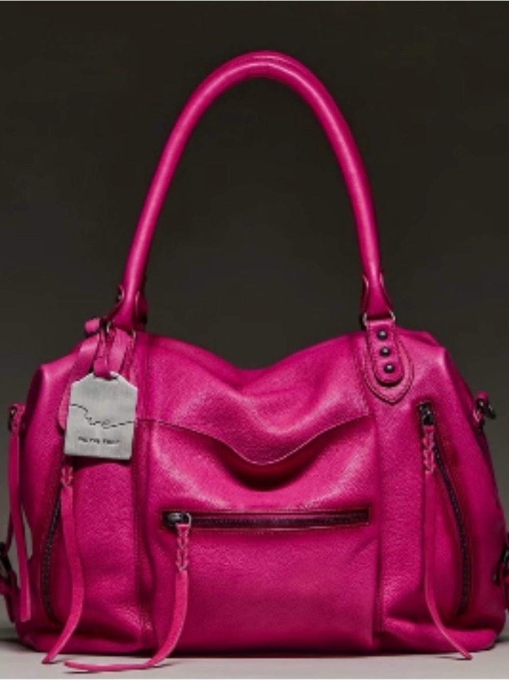 Free People Large Emerson Leather Tote Bag Very Berry NWT